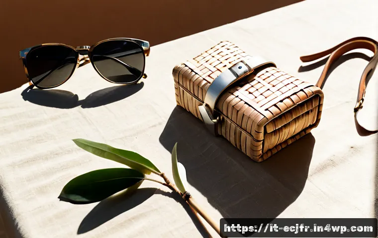 친환경 액세서리의 중요성 - Photorealistic close-up of elegant sustainable fashion accessories on a sunlit Italian apartment tab...